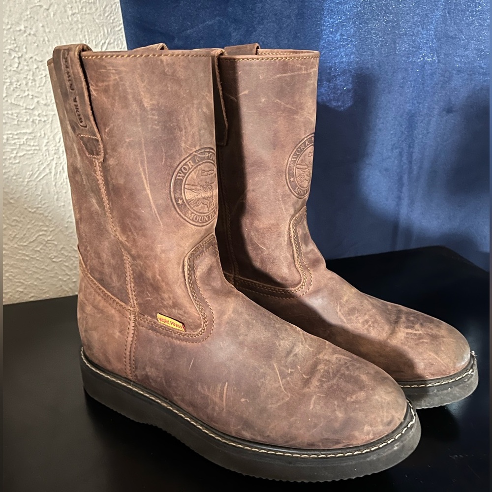 Work Power Brown Leather Men's Boots Hiking Comfortable